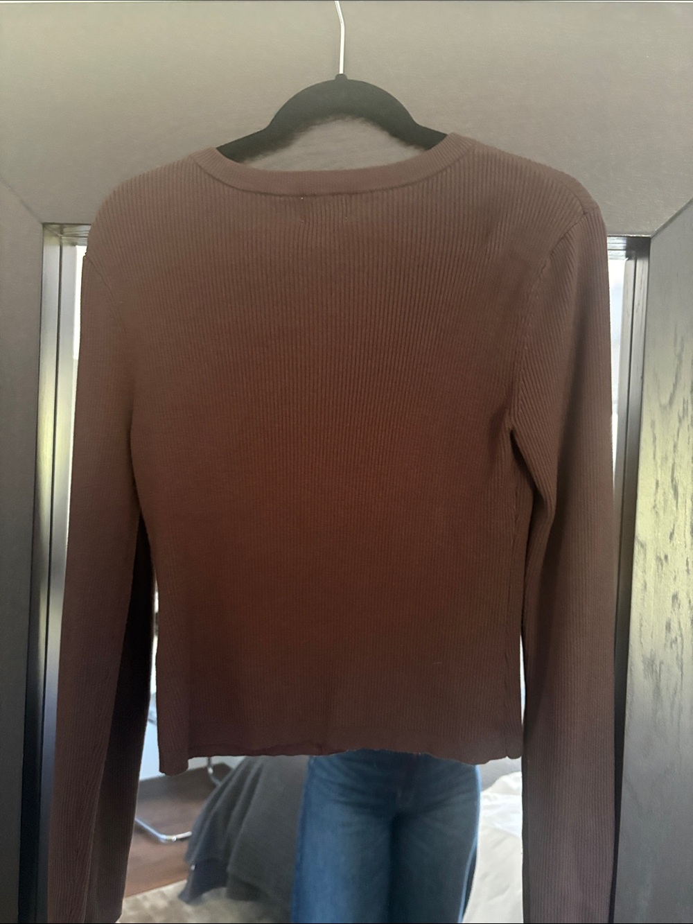 H&M Dark Brown Ribbed Button-Front Cardigan - Picture 3 of 3